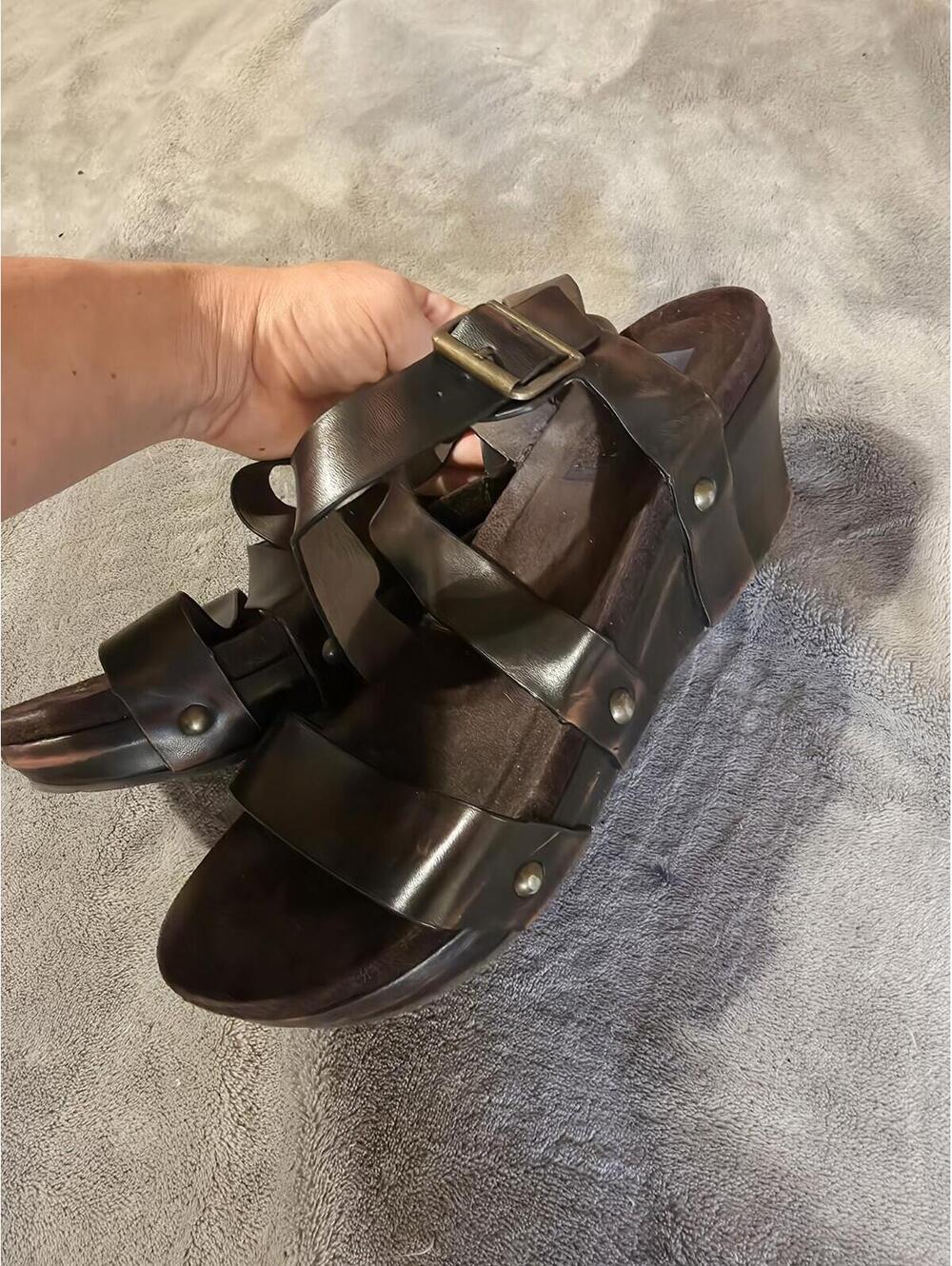 Natural Reflections Wedge Sandals Brown Sz 8M